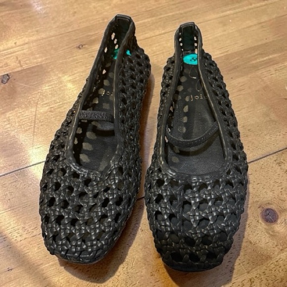 Joie Black Woven Mary Jane Ballet Flats Size 8 Square Toe Weavy - Picture 2 of 2